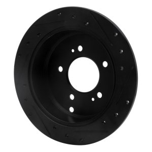 Hyundai Santa Fe Brake Rotor (1) - Rear Left - R1 Concepts - Drilled & Slotted - Black - `01-`16